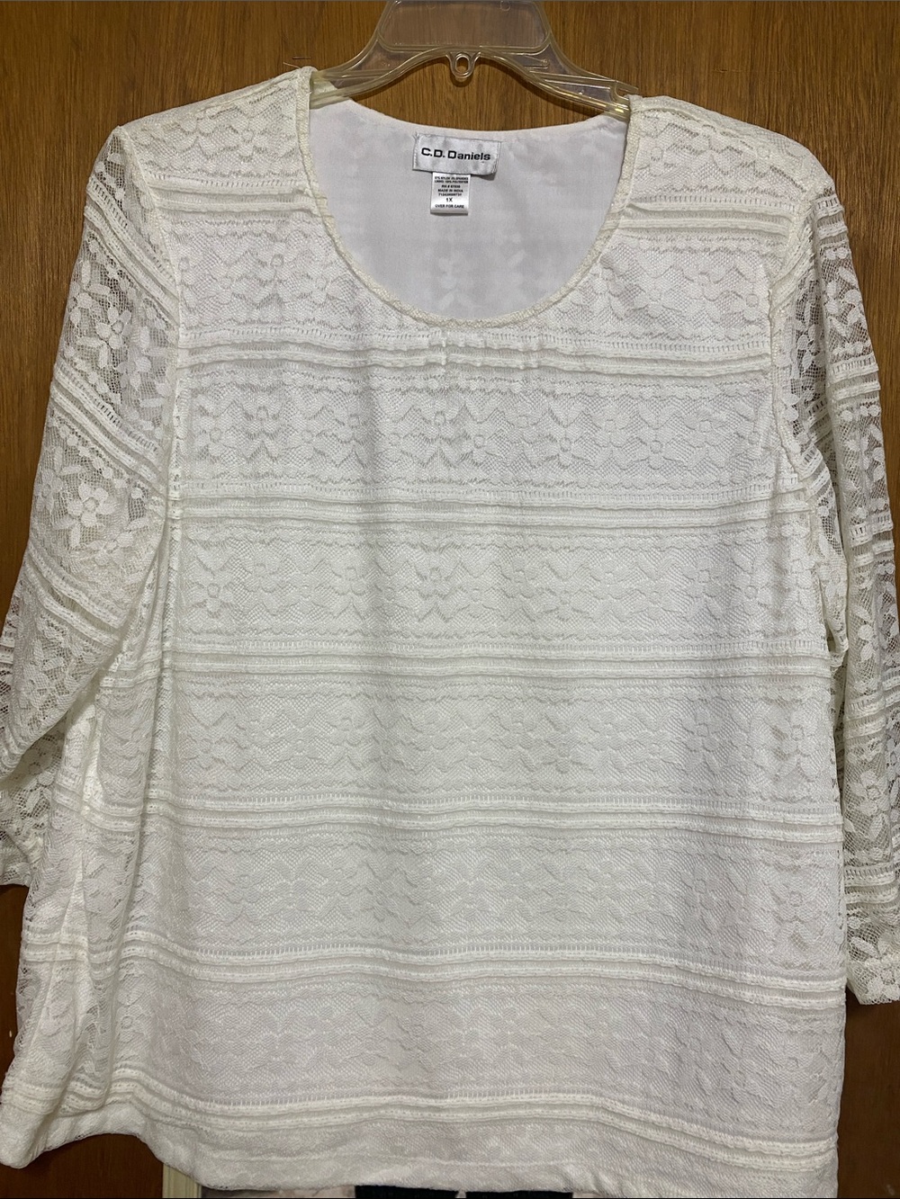 Cathy Daniels White Lace Pullover Tunic